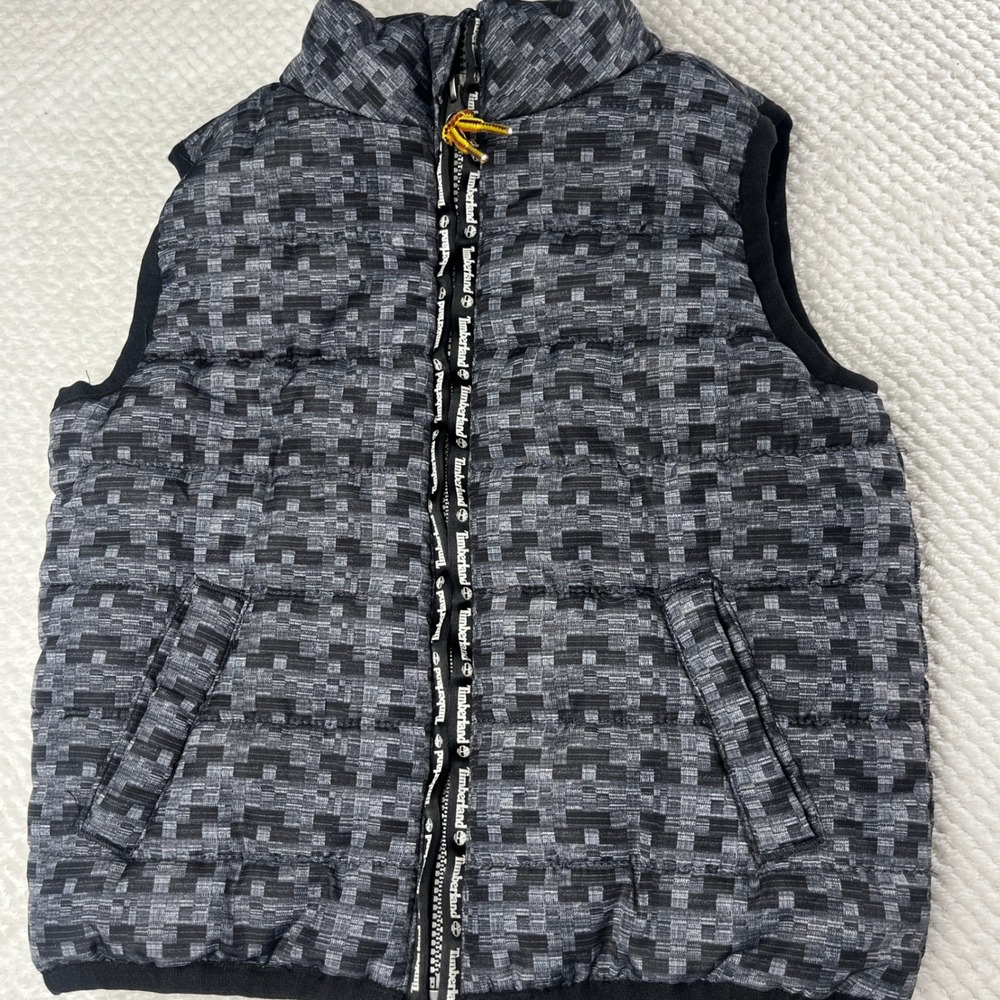 Timberland Infant Boys Grey Pixelated Puffer‎ Vest Full Zip Sleeveless 12M